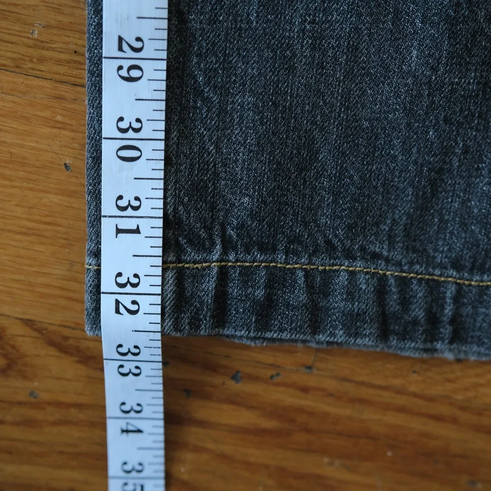 Ecko Unltd Jeans Mens 36 Black Patchwork Side-Out Y2K Streetwear Baggy Denim